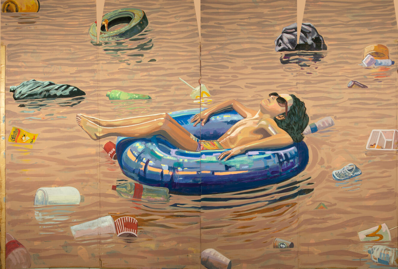 Acrylic on cardboard 123 x 85 inch