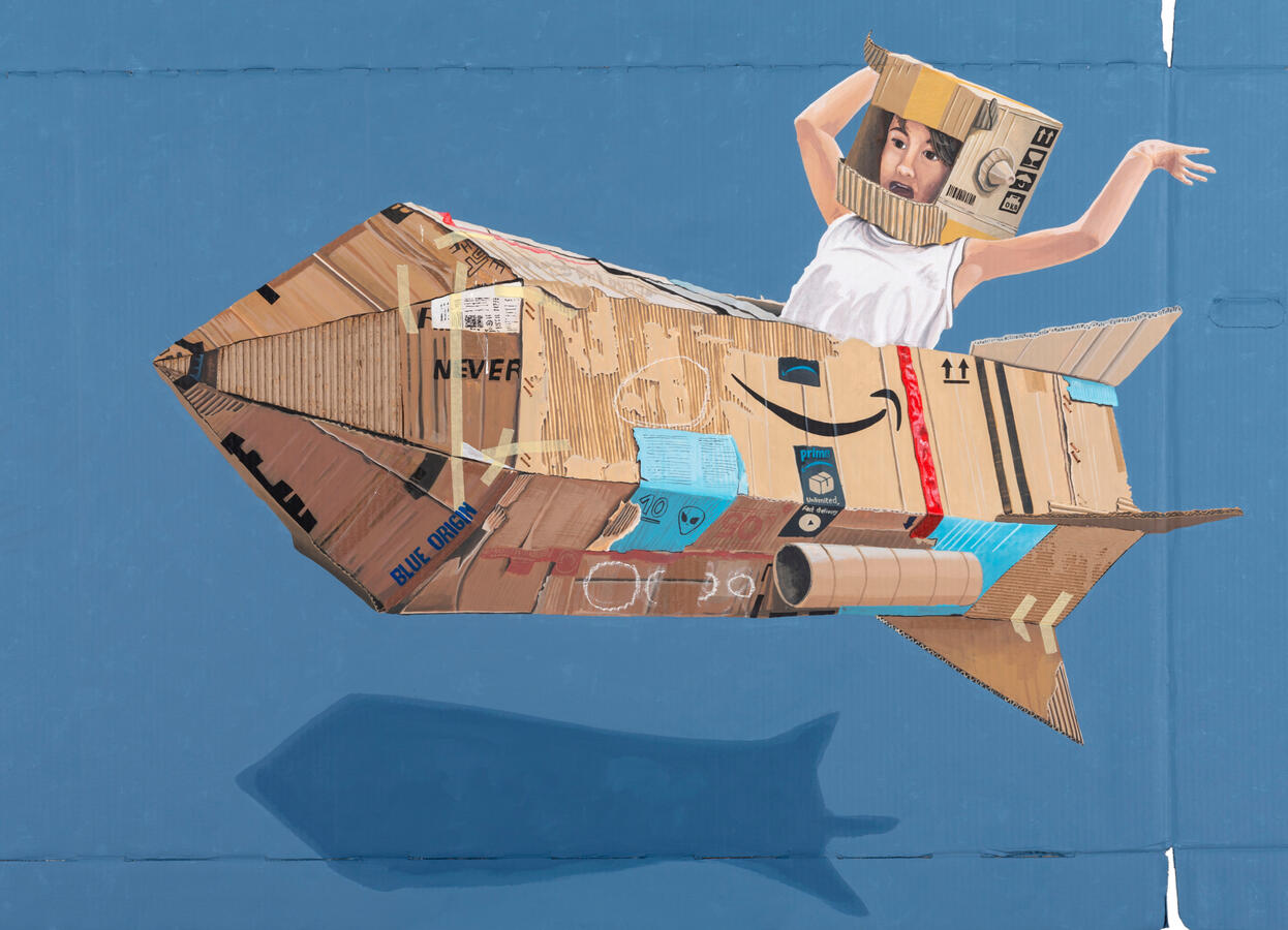 Acrylic on cardboard 59 x 39 inch