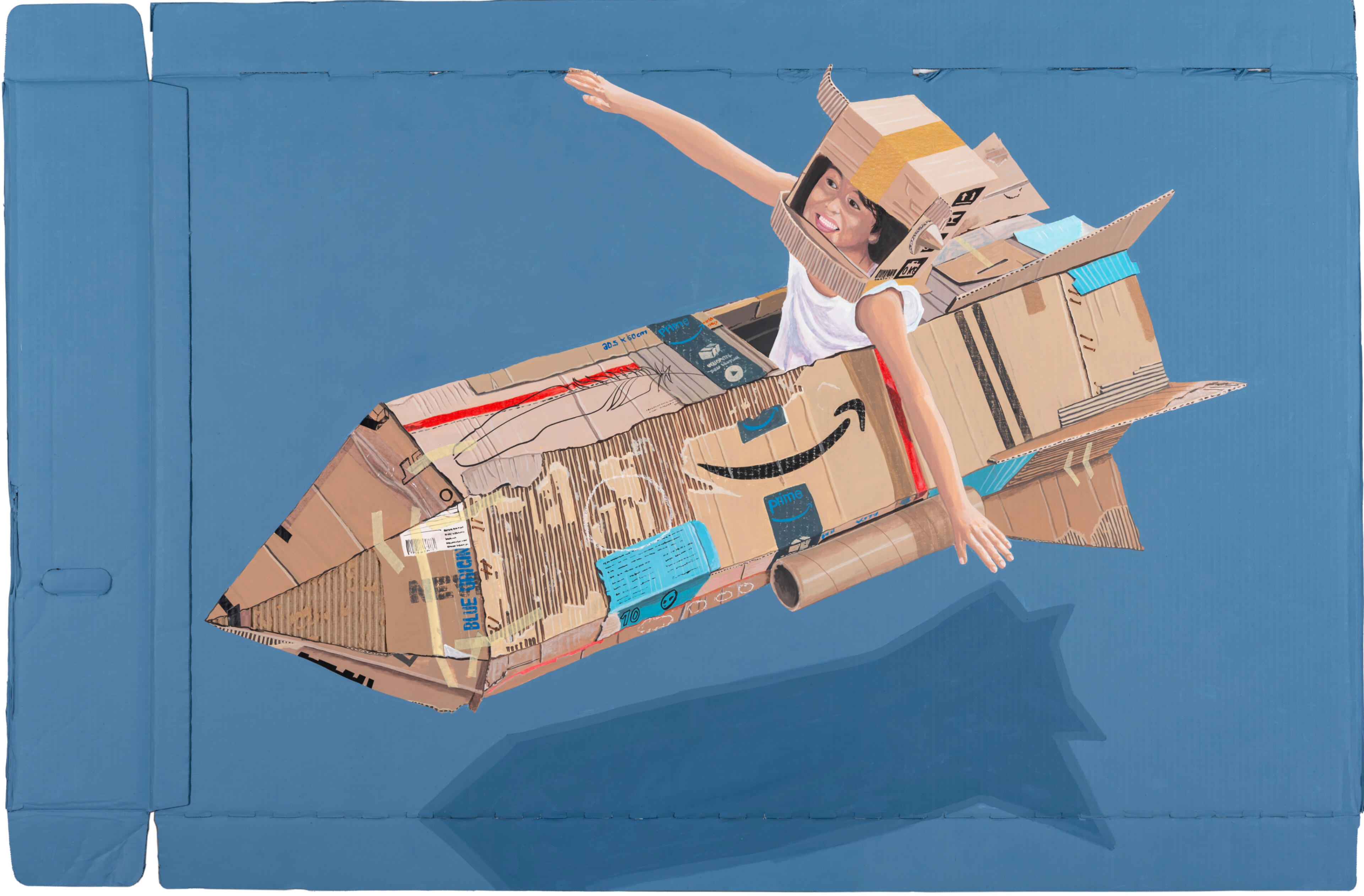 Black sculptural form resembling stacked tires on a white background.